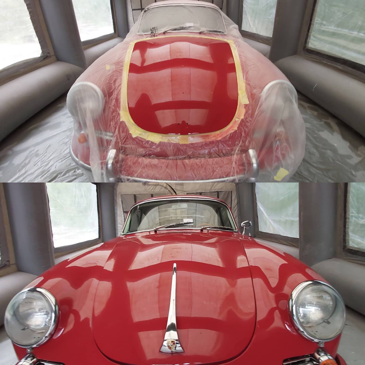 Porsche 356 b bonnet stone chip Prepared and refinished 
We come to you safely!
#porsche#porsche356#classicporsche#classiccars#classicrestoration